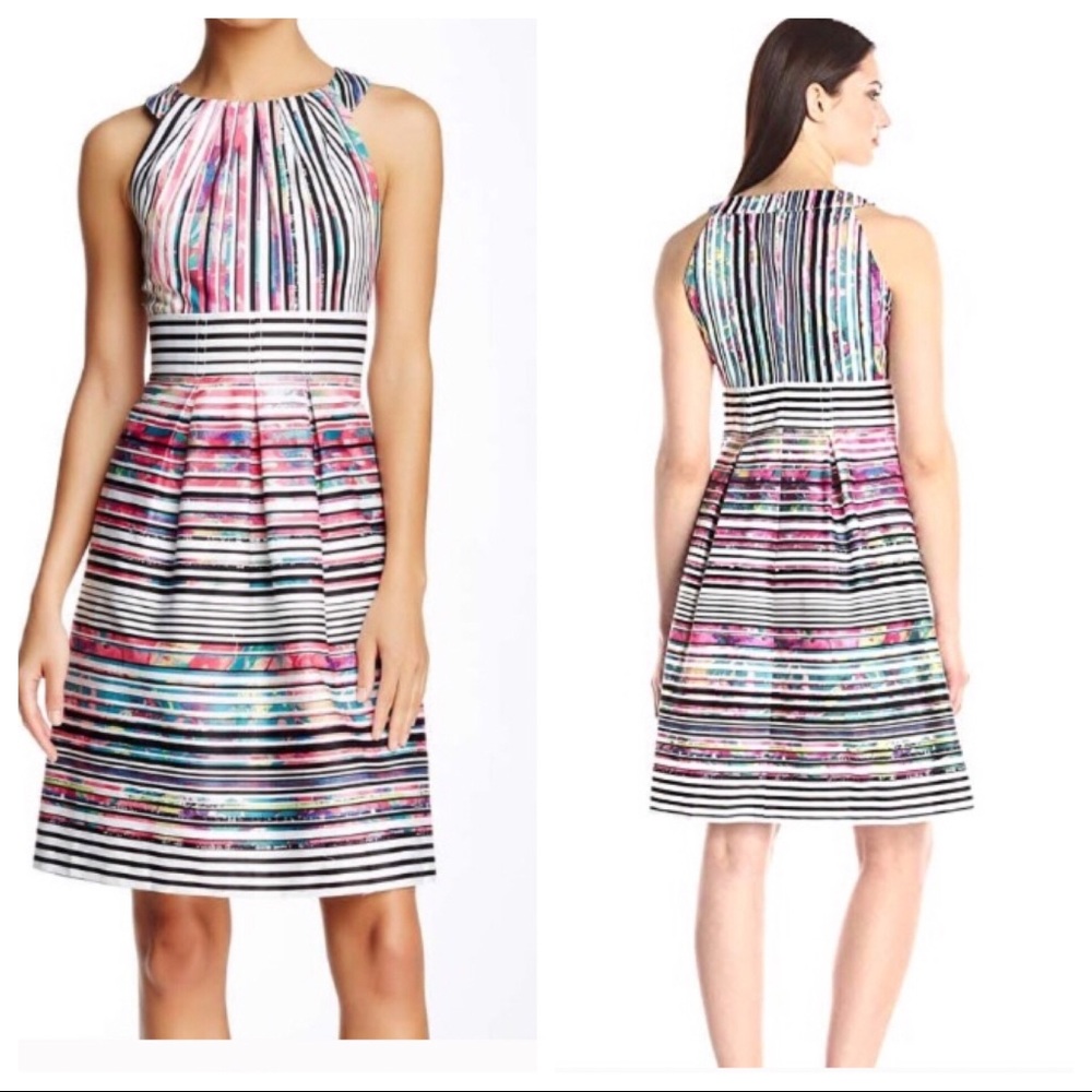 NWT Nine West Pleated Neck Fit and Flare Dress